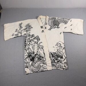 KJ Kimono Japan Vintage Kimono Shirt Men Size 35 Japanese Dragon Tiger Art
